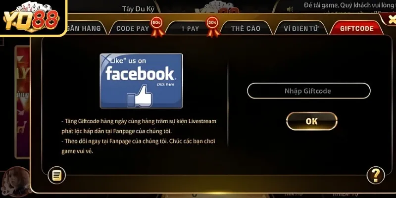 Nguồn mã và nơi nhập code Yo88